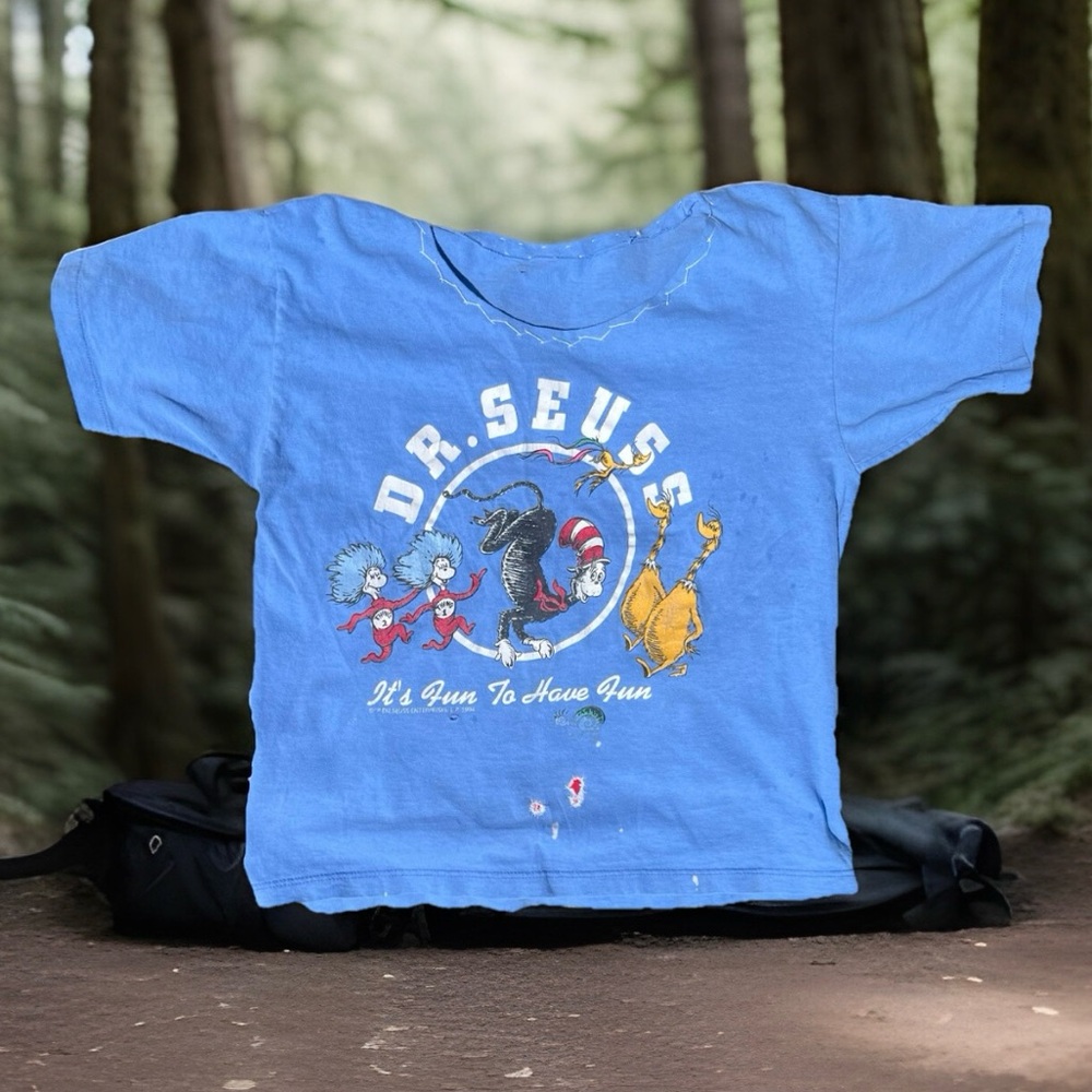 Blue Dr. Seuss VTG 1994 original cat in the hat tee sz m women